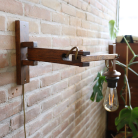 vintage wandlamp massief eiken donker