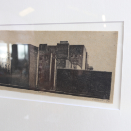 Vintage houten lijst met kunstwerk madrid tekening lijst Barth