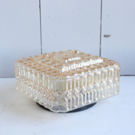 Vintage jaren 70 plafondlamp bubbel glas vierkant geel