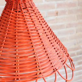 Vintage rotan hanglamp oranje