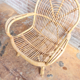 Vintage rotan fauteuil blad vorm
