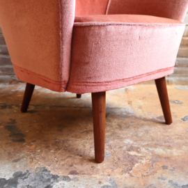 Vintage fauteuil velours roze