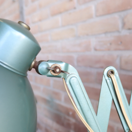 Vintage schaarlamp grijs blauw industrieel metaal bauhaus