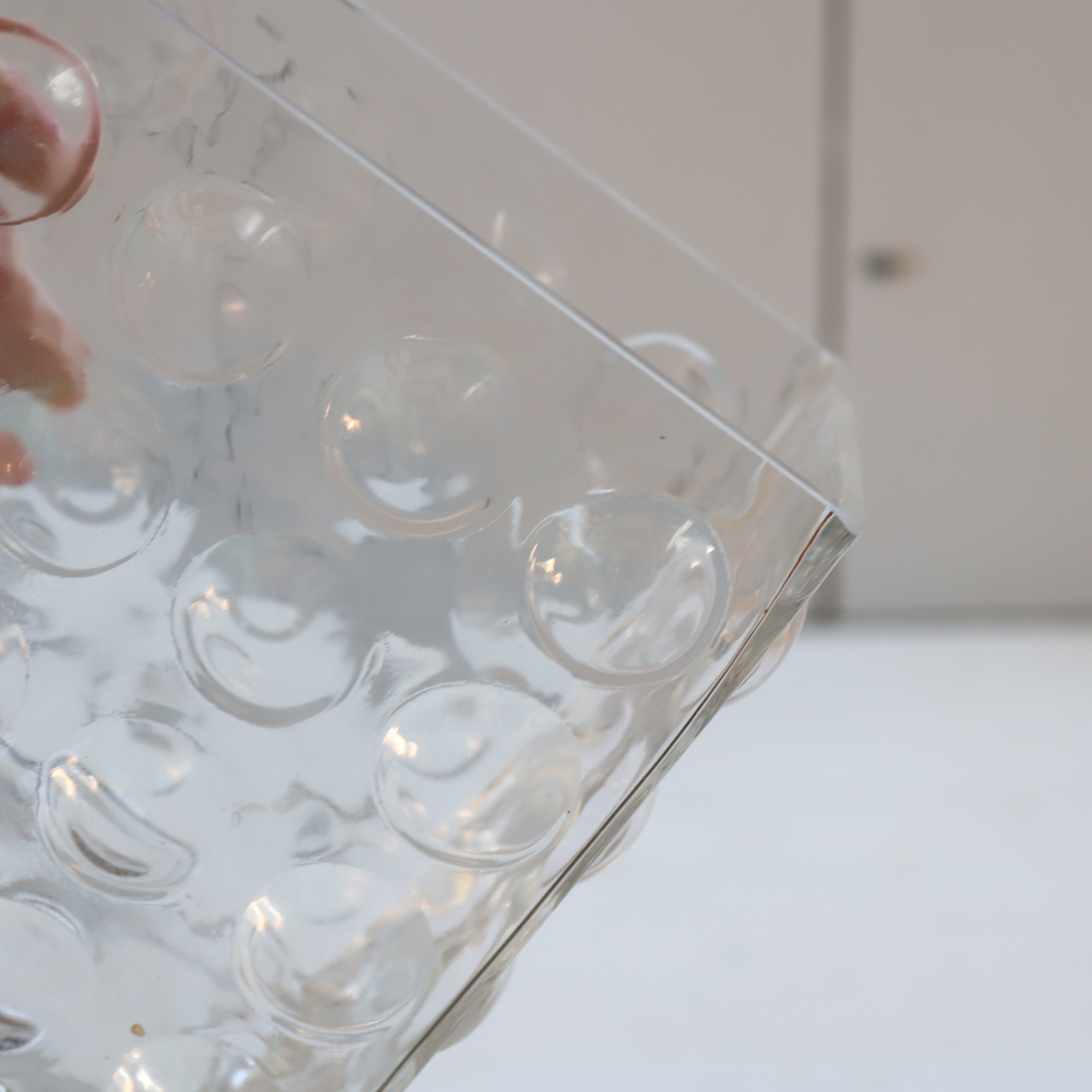 Vintage glazen vaas vierkant Mid-Century modern bubbelglas