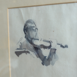 Vintage aquarel violist '85