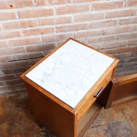 Vintage nachtkastje art deco Amsterdamse school marmer