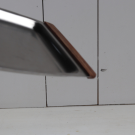 Vintage Rvs zilver dienblad teak hout deens