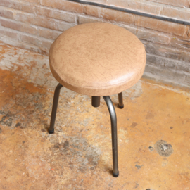 Vintage kruk verstelbaar beige grijs