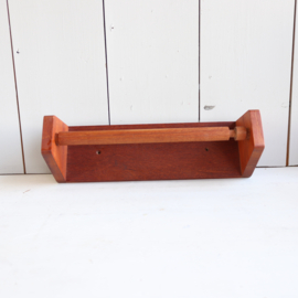 Vintage keukenrolhouder teak hout boot