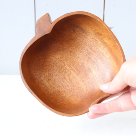 Vintage houten teak schaal appel