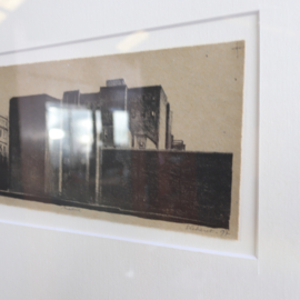 Vintage houten lijst met kunstwerk madrid tekening lijst Barth