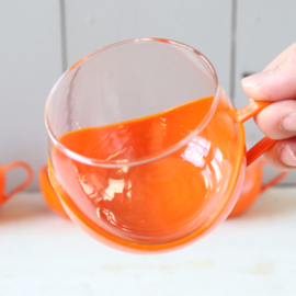 Vintage theeglazen jaren 70 oranje