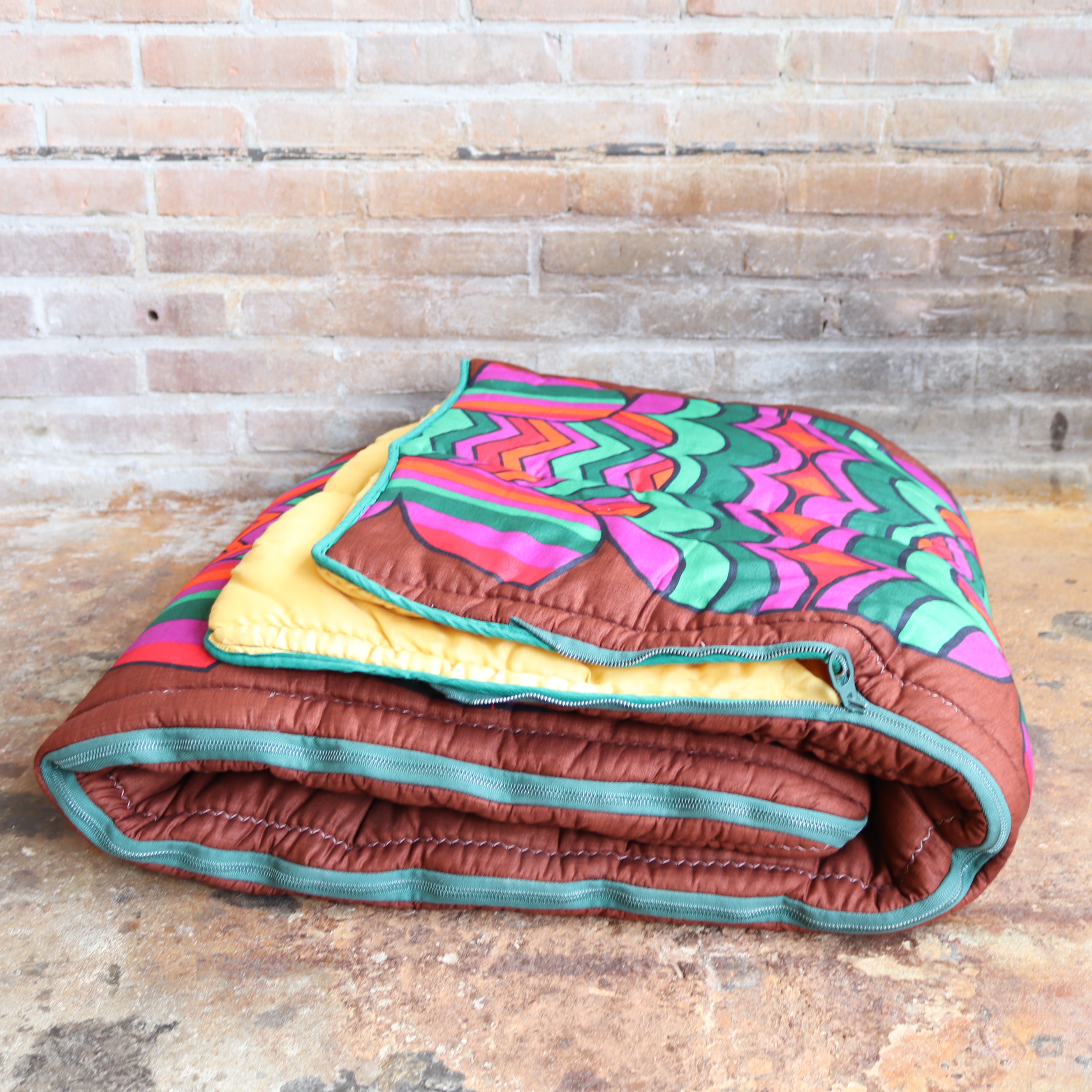 Vintage slaapzak retro bruin roze