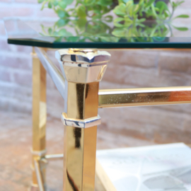 Vintage  salontafel goud glas