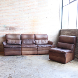 Vintage elementen bank bruin leer jaren 70