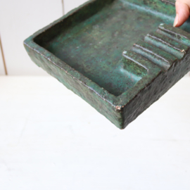 Vintage asbak aardewerk groen