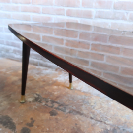 Vintage salontafel  donker hout messing