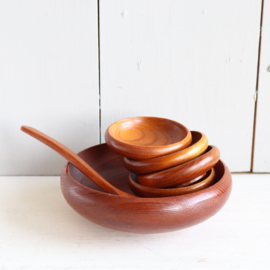 70s pinda schaaltjes hout met lepel