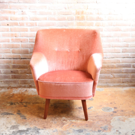 Vintage fauteuil velours roze