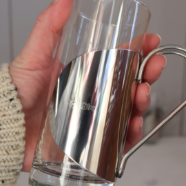 Vintage glas met rvs houder