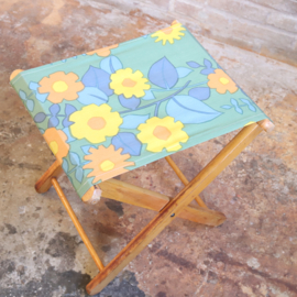 Vintage inklapbaar camping kruk voetenbank retro