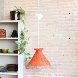 Vintage rotan hanglamp oranje