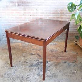 Vintage eettafel uitschuifbaar donker hout jaren 70