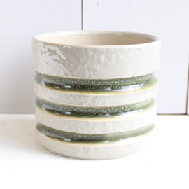 Vintage bloempot groen streep