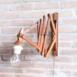 vintage schaarlamp hout