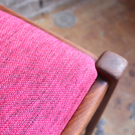 Vintage teak eettafel stoel roze