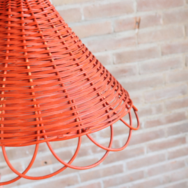 Vintage rotan hanglamp oranje