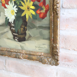 Vintage bloemen schilderij goud lijst