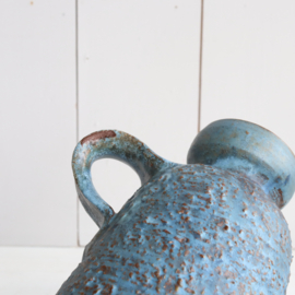 Vintage vaas in mat blauw glazuur