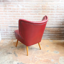 Vintage cocktail fauteuil donker rood