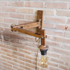 vintage wandlamp massief eiken donker
