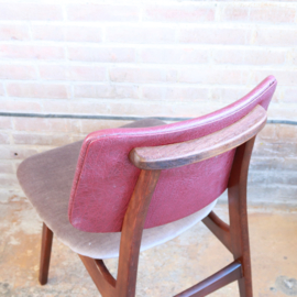 Vintage eettafel stoel velvet roze