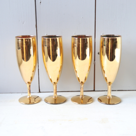 Set 4 vintage champagne glazen goud kleur