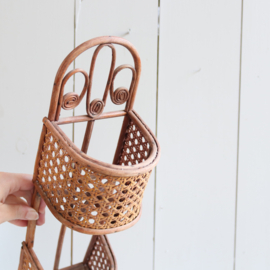 Rotan plantenrekje jaren 60 webbing muur wand