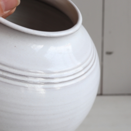 Vintage vaas wit streep handgemaakt
