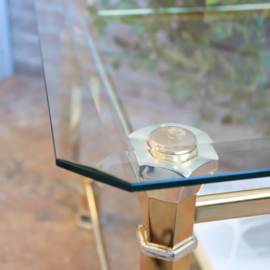 Vintage  salontafel goud glas