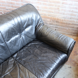 Vintage 80s bank donker grijs / zwart leer de Sede -stijl 