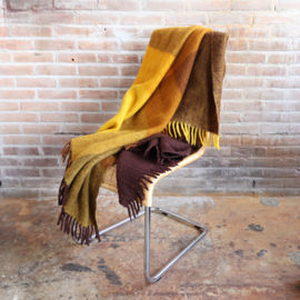 Vintage deken wol oker geel plaid