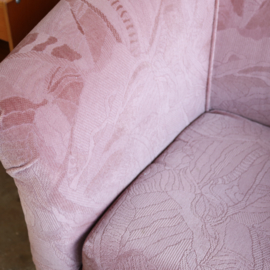 Vintage velvet fauteuil roze