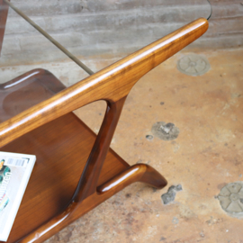 Vintage salontafel hout glas