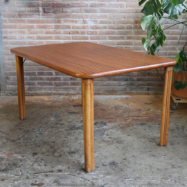 Vintage eettafel rotan 70s ribbel