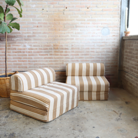 Vintage vouwmatras bank streep beige