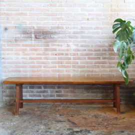 Vintage eiken eettkamer bank eettafel houten 1970