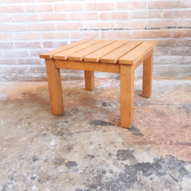 Vintage latten eiken salontafel bijzzettafel
