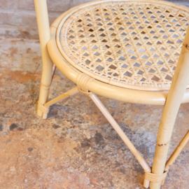 Vintage rotan bijzettafel rond