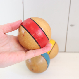 set 3 vintage houten ballen deco sport